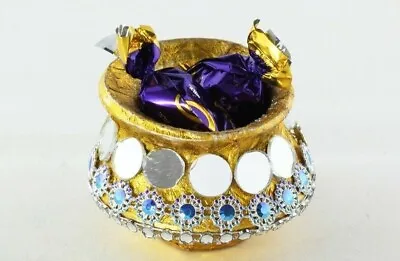 Mini Matki Traditional Favour Box In Rustic Gold With Intricate Glass Detail • £0.99