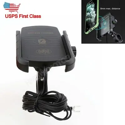 Motorcycle Cell Phone Holder Wireless USB Charger For Harley Davidson Touring US • $27.30