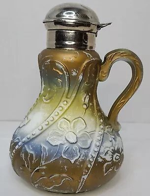 $20.99 • Buy MCKEE Milk Glass Syrup Pitcher 1880'S COLD PAINTED ANTIQUE