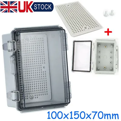 ABS Plastic Hinged Lid Waterproof Junction Box Case Electrical Enclosure Project • £16.89