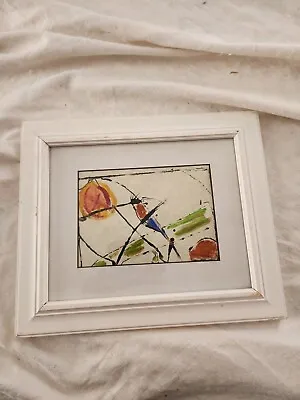  Original Abstract Ink Painting On Paper Mid Century Modern Style 8 By 10 Framed • $19