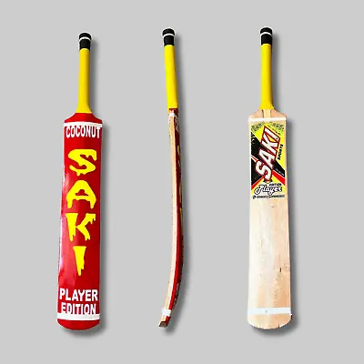 Saki Coconut Cricket Bat Tape Adult Soft Tennis Ball Srilankan Wood Bat • £54.99