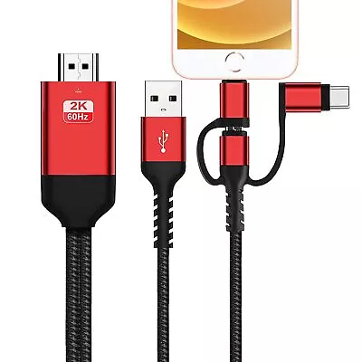 3 In 1 Hdmi Cable Adapter Type C/Micro Usb/Phone Mhl To Hdmi Mirroring Phone T • $37.89