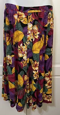 VINTAGE Sag Harbor Pant Women's Medium Floral Gaucho Palazzo Crop Wide Leg Y2K • $19.99