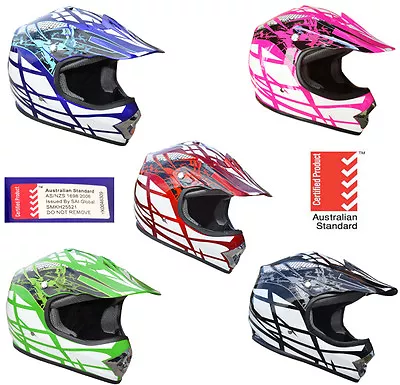 Kids Motocross Helmet Youth Child Bmx Dirt Bike Peewee Trail Bike Atv Quad S M L • $79.95