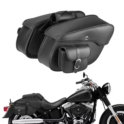 1Pair Universal Motorcycle PU Pannier Saddlebag Luggage Saddle Bags Waterproof • $129.99