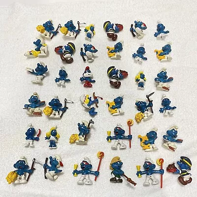 VTG Bulk 36pc Lot Of Smurfs Miniature Figurines Peyo Schleich C • $19.99