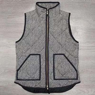 J. Crew Herringbone Down & Feather Zip Up Quilted Vest Women's Small EUC • $25