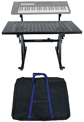 Rockville Z45W Z-Style 2-Tier Keyboard Stand+Wheels+Shelf To Turn Into DJ Table • $134.95