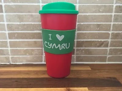 £6.99 • Buy I Love Cymru Wales Travel Coffee Tea Cup Mug With Lid 400ml PlasticDouble Walled