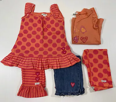 Naartjie Girls Orange Cotton Tee Shirt Tank Top Crop Jean Legging Pant Set 6 • $34.99