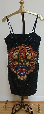 ED HARDY TIGER MINI DRESS W RHINESTONES And SEQUINS 34 X 30 X 38 • $40