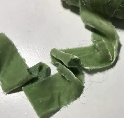 Hand Dyed Celadon Green Silk Velvet Ribbon ( 4 Widths To Choose From) • $2.66