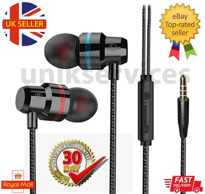 £3.44 • Buy HiFi Super Bass In-Ear Headphone 3.5mm Stereo Earphone Wired Handsfree Mic UK