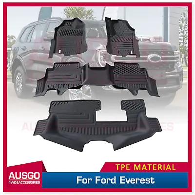 AUSGO 3 Rows Floor Mats For Ford Everest Next-Gen 7-Seat 2022+ Door Sill Covered • $303.59