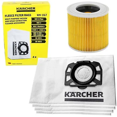 Bags Cartridge Filter For Karcher WD3 SE4001 Cloth Vacuum Cleaner KFI357 X 4 • £19.99