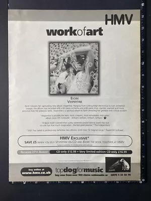 £11.99 • Buy BJORK - VESPERTINE - HMV -  2001 15x11  ADVERT POSTER L192