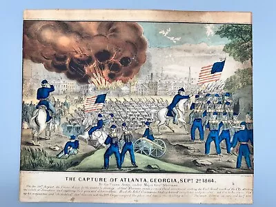 Original Antique Civil War Lithograph The Capture Of Atlanta Georgia Sept 2 1864 • $49.99