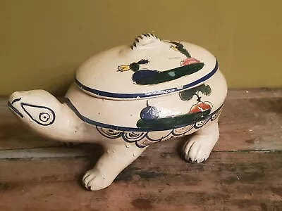 1940's TLAQUEPAQUE MEXICO MEXICAN FOLK ART POTTERY TURTLE CASSEROLE DISH TUREEN • $49.99