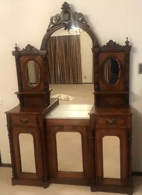 $1500 • Buy Victorian Burr Walnut And Satinwood Credenza Sideboard In Very Good Condition