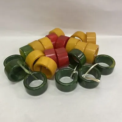 Lot Of 22 Vintage Bakelite Catalin Round Napkin Rings Butterscotch Red Green • $395