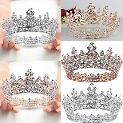 £20.39 • Buy Silver Bridal Veil Tiara Diamante Rhinestone Crown Wedding Party Prom Headband