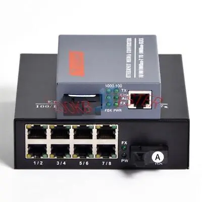 Gigabit Fiber Optic Media Converter 1 CH*SC 8 CH*RJ45 Converter Transceiver • $54.12