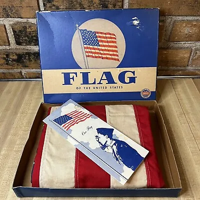 Vintage 3x5 Ft. American Flag Cotton Bunting USA Annin Defiance With Box • $49.99