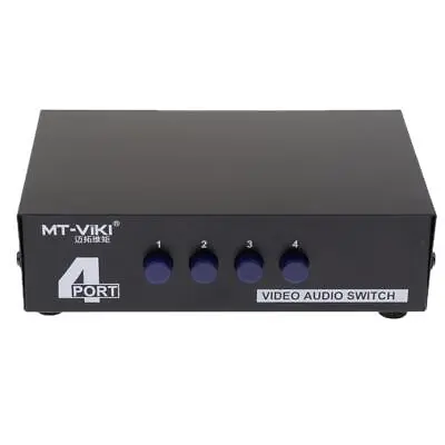 4 Port 4 Input 1 Output Video Audio AV Switch Selector • £15.95