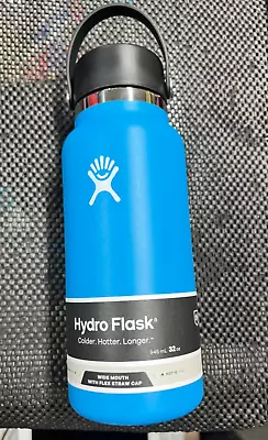 NEW Hydro Flask Wide-Mouth Water Bottle With Flex Straw Lid - 32 Oz PACIFIC • $35