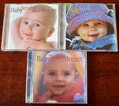 DELOS 1605/10/18 BABY NEEDS MOZART BEETHOVEN BRAHMS 3-CDs (1998-2000) USA • £9.99