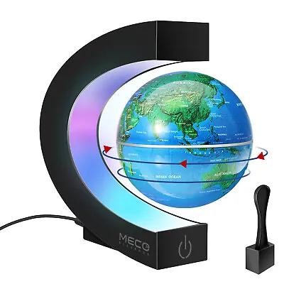 Magnetic Levitation Floating Earth Globe Map W/ C Shape Base LED Light UK Plug . • £21.96
