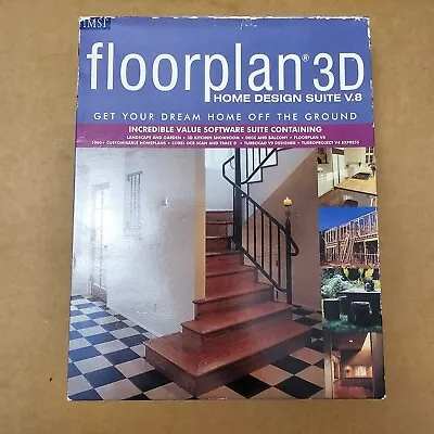 FloorPlan 3D Home Design Suite. V.8 PC Big Box Windows 98. 3D+2D CAD Design • £22