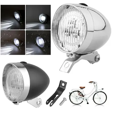 Classical Chrome Vintage Bicycle Bike LED Light Headlight Front Retro Head Lamp • $9.96