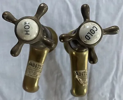 Antique Brass Bathroom Faucet Set Hot & Cold • $159