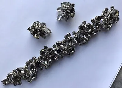 Vintage Juliana D & E Gray Rhinestone 5 Link Bracelet & Earrings • $125