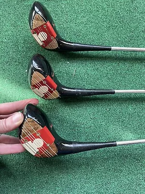 MacGregor Vintage Golf Clubs TOMMY ARMOUR AW1 Persimmon 1 3 & 4 WOOD SET RH • $41.30