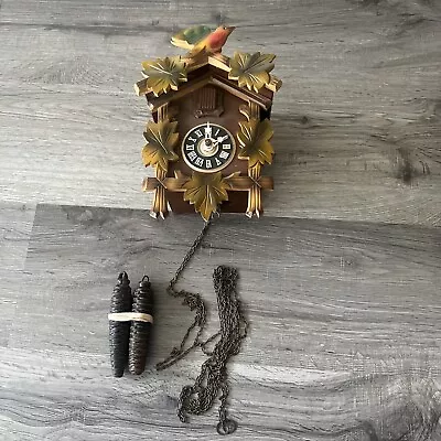 $89.48 • Buy Vintage Cuckoo Clock Germany Chain Bird Fall Leaves Tree House Looks Good