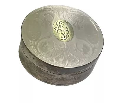 £124.97 • Buy Antique Sterling Silver Guilloche Enamel Vanity Box Monogram Fleur De Lis Dancer