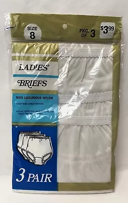 Vintage 1986 Womens 100% Nylon Panties Underwear 3 Pair Package - Size 8 Sissy • $59.95