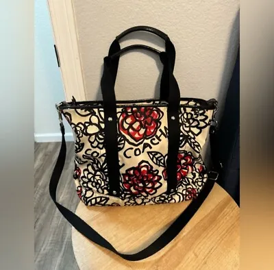 Coach Floral Poppy Daisy Graffiti Kyra Shoulder Tote Bag W/ Crossbody Strap • $120