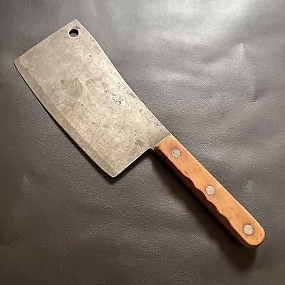 Vintage Gregsteel Finger Grip Handle Butchers Knife Cleaver Made In Australia • $155