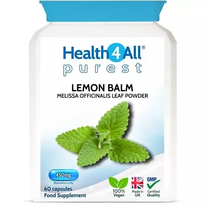 Purest Lemon Balm 450mg Capsules | ANXIETY RELAXATION SLEEP • £8.99