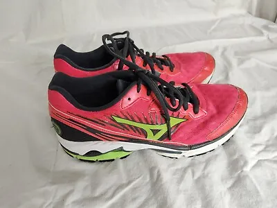 Mizuno Wave Rider 16 Womens Size 8.5 Running Training Shoes Sneakers Red Green • $39.25