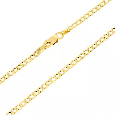 14K Yellow Gold 2.5mm Italian Cuban Curb Chain Link Pendant Necklace 16 - 26  • $157.98