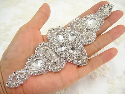 £5.99 • Buy Gorgeous Rhinestone Bridal Dancing Dress Applique Diamante Costume Gown Motif 