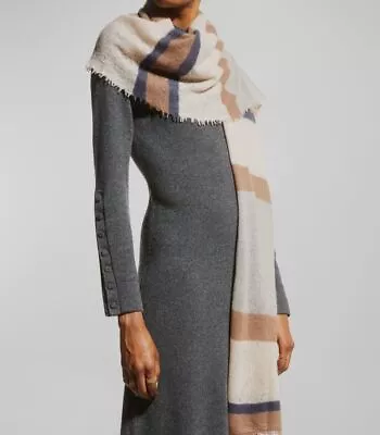 $435 Bajra Women's Beige Striped Cashmere Stole Scarf • $139.58