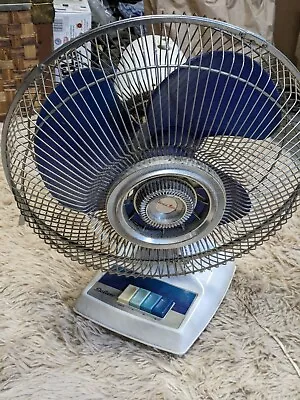 Vintage King Of Fans 3 Speed Air Blue Oscillating Electric Table Fan 80 S Retro • $126.09