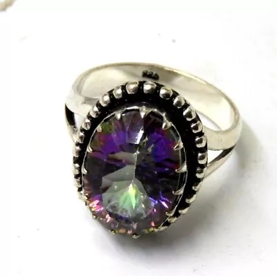 Rainbow Mystic Topaz 925 Sterling Silver Plated Handmade Jewelry US Ring Size 7 • $12.99
