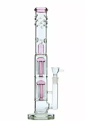 $41.99 • Buy RORA 16  Glass Bong Water Bongs Tornado Percolate Pipe Hookahs 18mm Bowl Pink